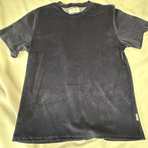 Ovadia & Sons Men's Medium Blue Velour Short Sleeve Crew Neck T-Shirt NEW - Picture 12 of 12